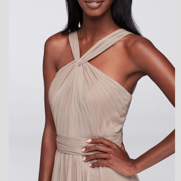 David’s Bridal Y-Neck Dress in Marine - Picture 3 of 7